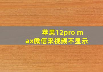 苹果12pro max微信来视频不显示